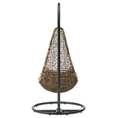 Abate Wicker Rattan Outdoor Patio Swing Chair by Modway in Black Mocha
