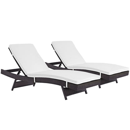 Convene Outdoor Patio Chaise Set of 2 by Modway in Espresso White