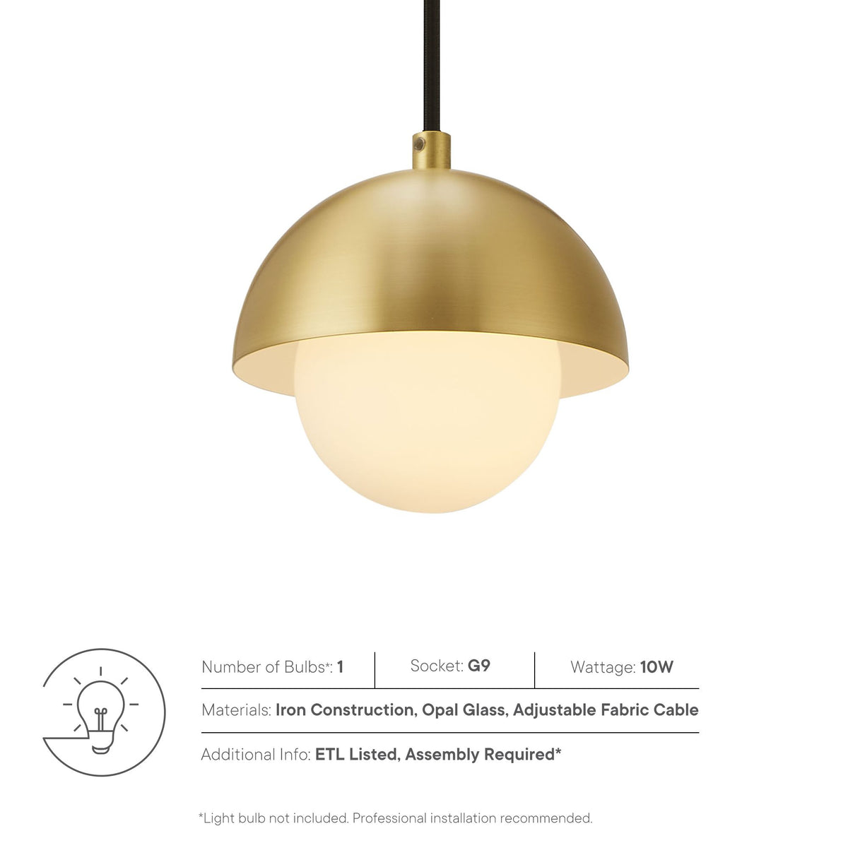 Eclipse Globe Pendant Light  in Brass