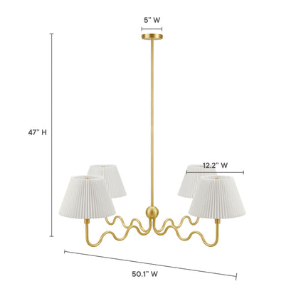 Wave Squiggle 4-Arm Pendant Light  in Brass