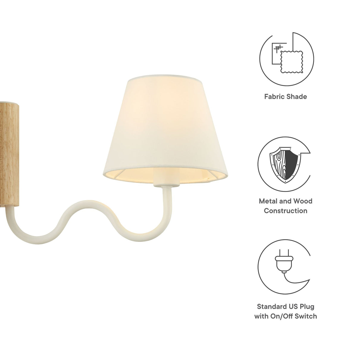 Sunlit Squiggle Arm Wall Sconce  in Natural White