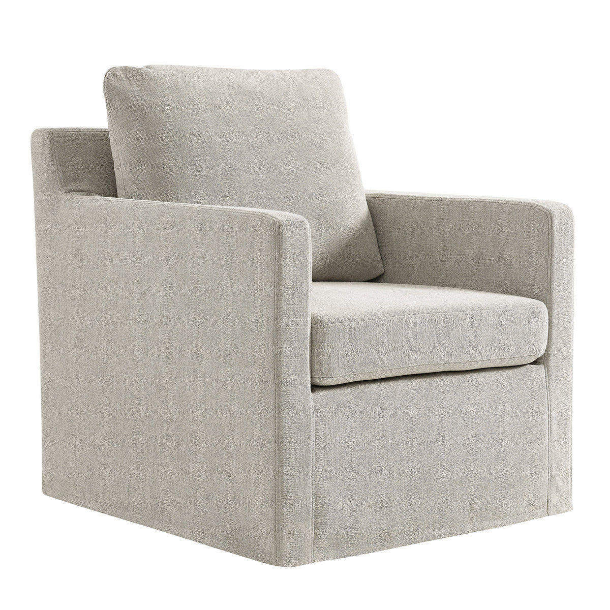 Serene Linen Slipcovered Swivel Armchair  in Linen