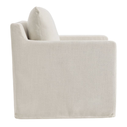 Serene Linen Slipcovered Swivel Armchair  in Salt