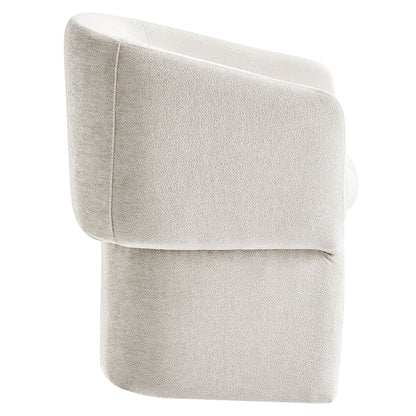 Verity Chenille Dining Armchair  in Ivory