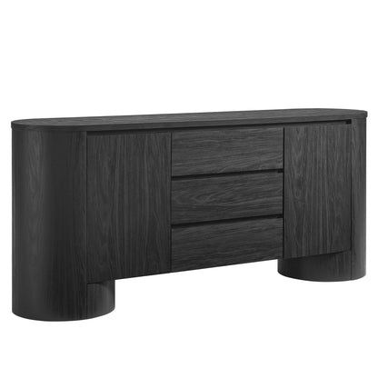 Lucas Rounded Sideboard Storage Cabinet in Black