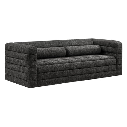 Relle Channel Tufted Boucle Upholstered Sofa  in Charcoal
