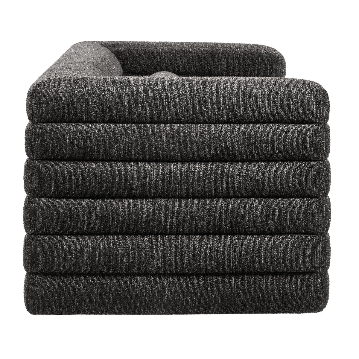 Relle Channel Tufted Boucle Upholstered Sofa  in Charcoal