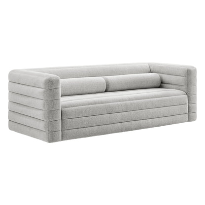 Relle Channel Tufted Boucle Upholstered Sofa  in Newsprint