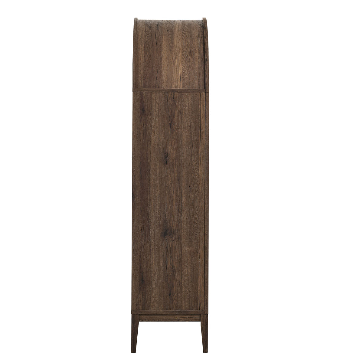 74" Tall Wide Arched Storage Display Cabinet  in Walnut Light Oak