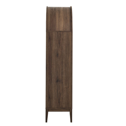 74" Tall Wide Arched Storage Display Cabinet  in Walnut Light Oak