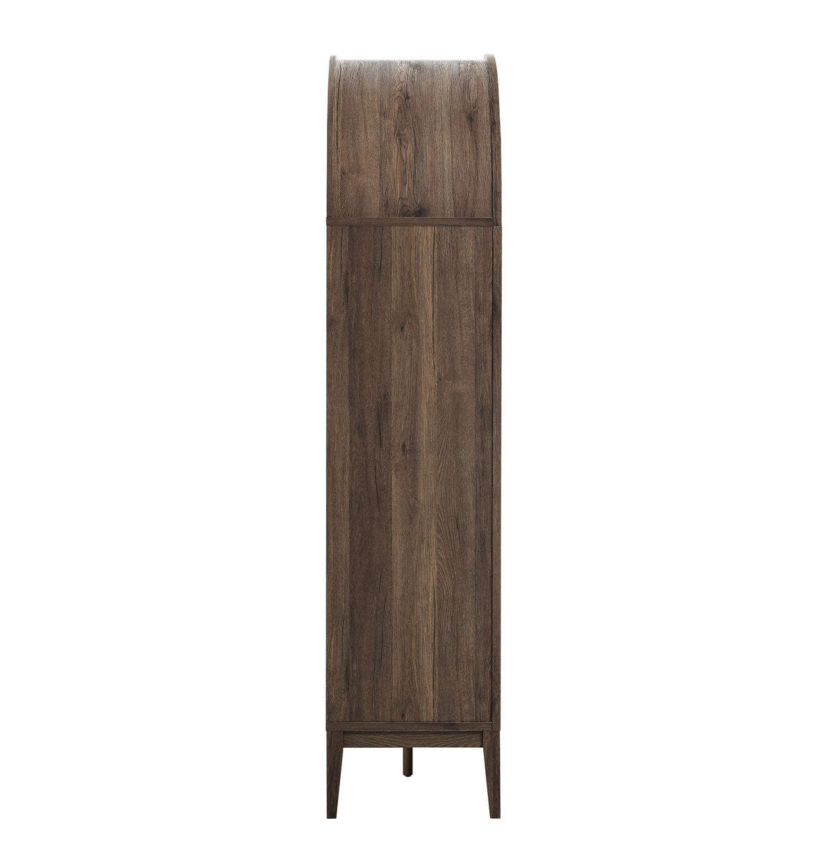74" Tall Wide Arched Storage Display Cabinet Bookshelf  in Dark Walnut