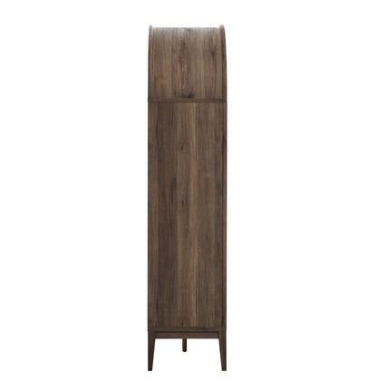 74" Tall Wide Arched Storage Display Cabinet Bookshelf  in Dark Walnut