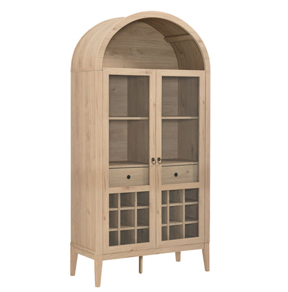 Nolan Arched Bar Cabinet  in Light Oak