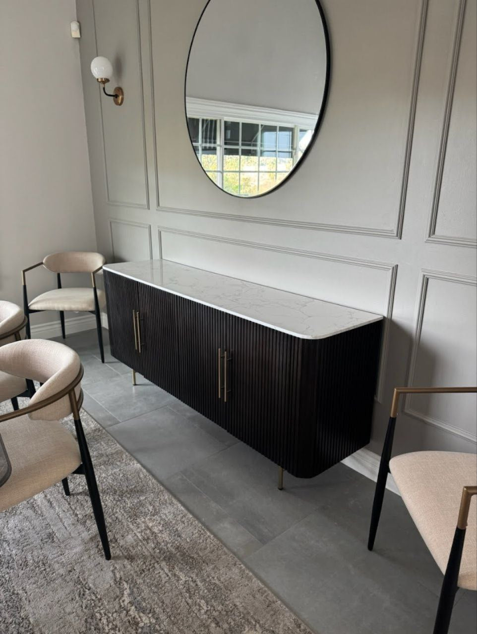 Panthere Flutted Marble Sideboard