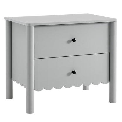 Emmeline Scalloped 2-Drawer Nightstand  in Light Gray