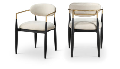 Panthere Wood and Brass Dining Chair w/Performance Fabric