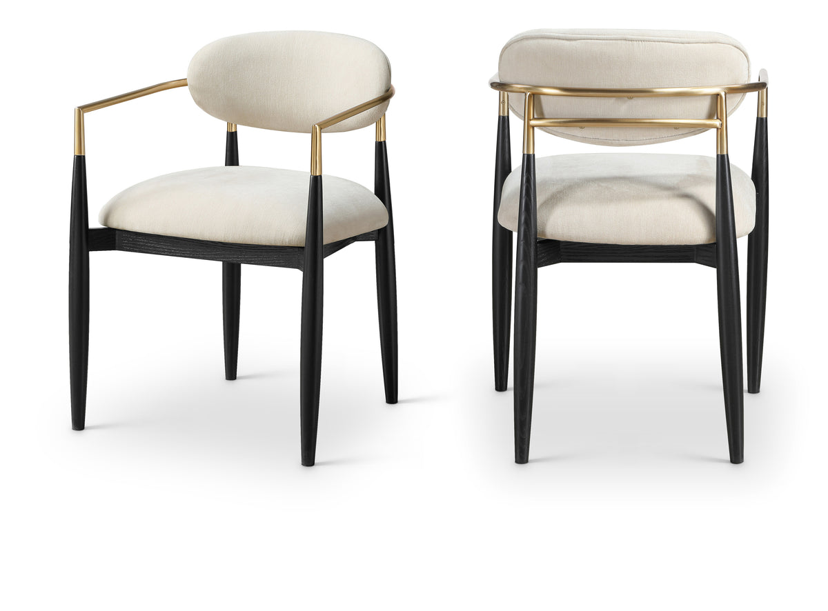 Panthere Wood and Brass Dining Chair w/Performance Fabric