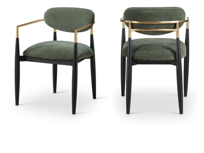 Panthere Wood and Brass Dining Chair w/Performance Fabric