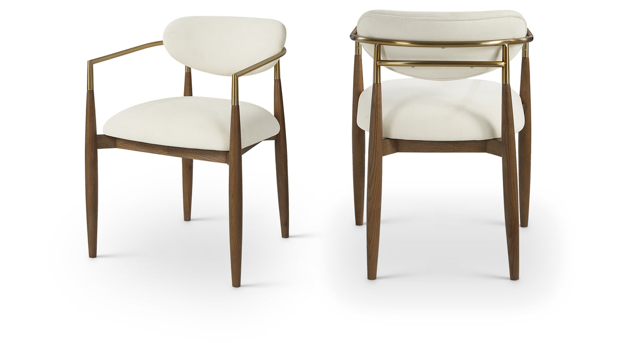 Panthere Wood and Brass Dining Chair w/Performance Fabric