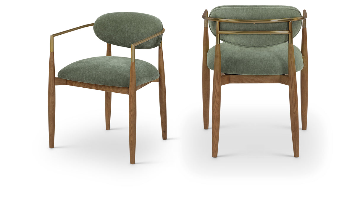 Panthere Wood and Brass Dining Chair w/Performance Fabric