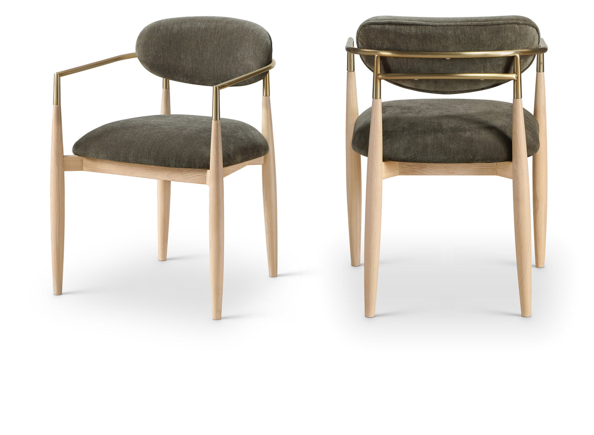 Panthere Wood and Brass Dining Chair w/Performance Fabric