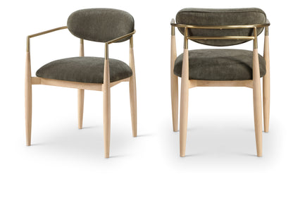 Panthere Wood and Brass Dining Chair w/Performance Fabric