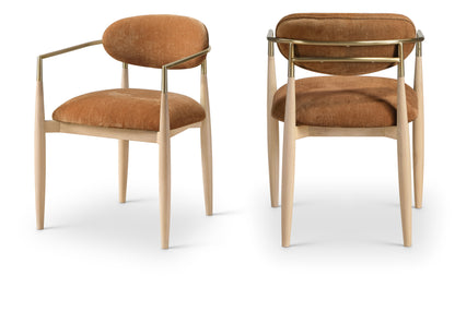 Panthere Wood and Brass Dining Chair w/Performance Fabric