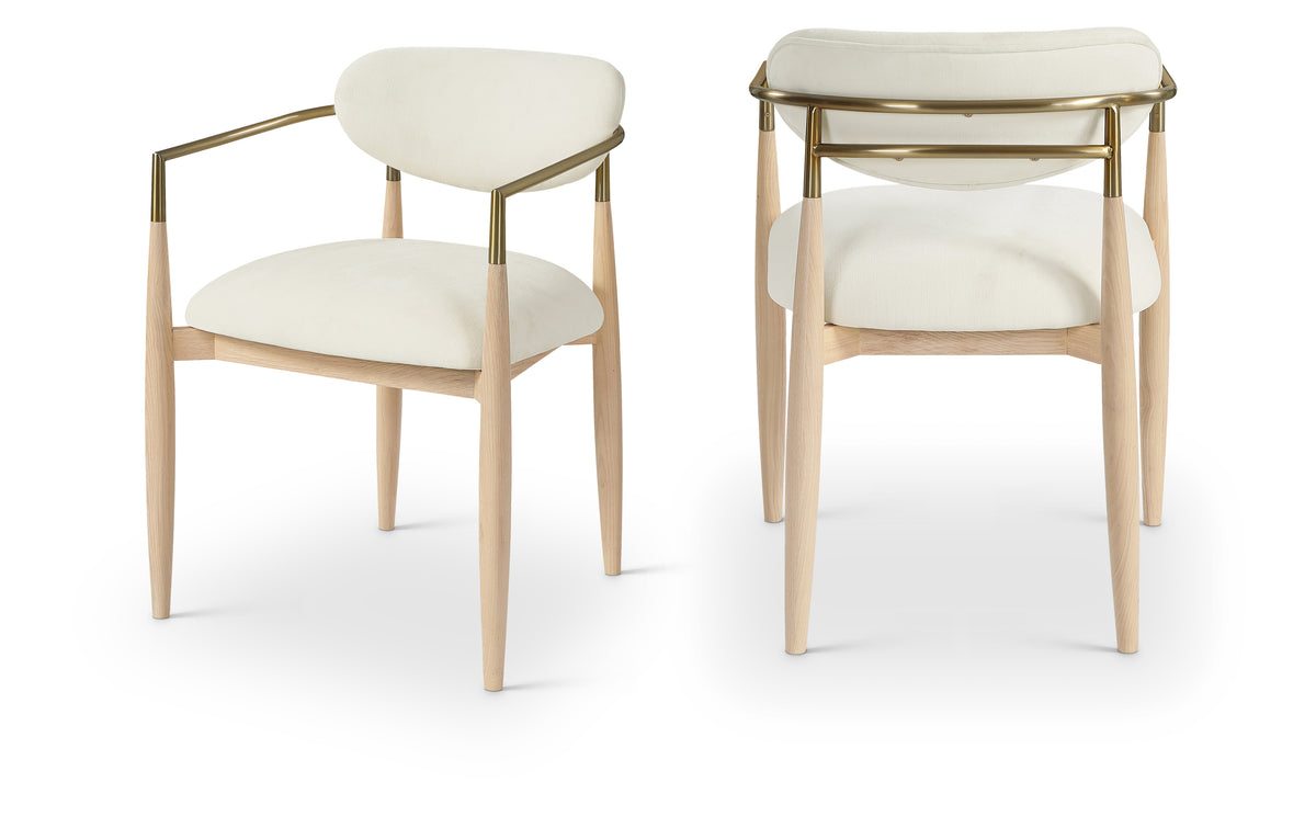 Panthere Wood and Brass Dining Chair w/Performance Fabric