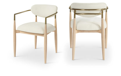Panthere Wood and Brass Dining Chair w/Performance Fabric