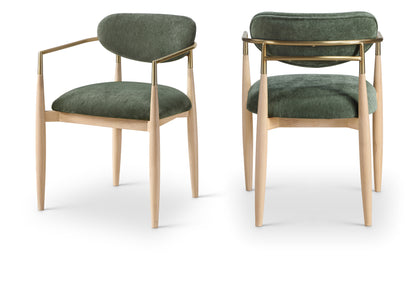 Panthere Wood and Brass Dining Chair w/Performance Fabric