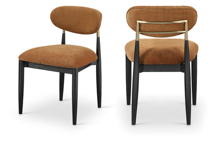 Panthere Wood and Brass Dining Chair w/Performance Fabric