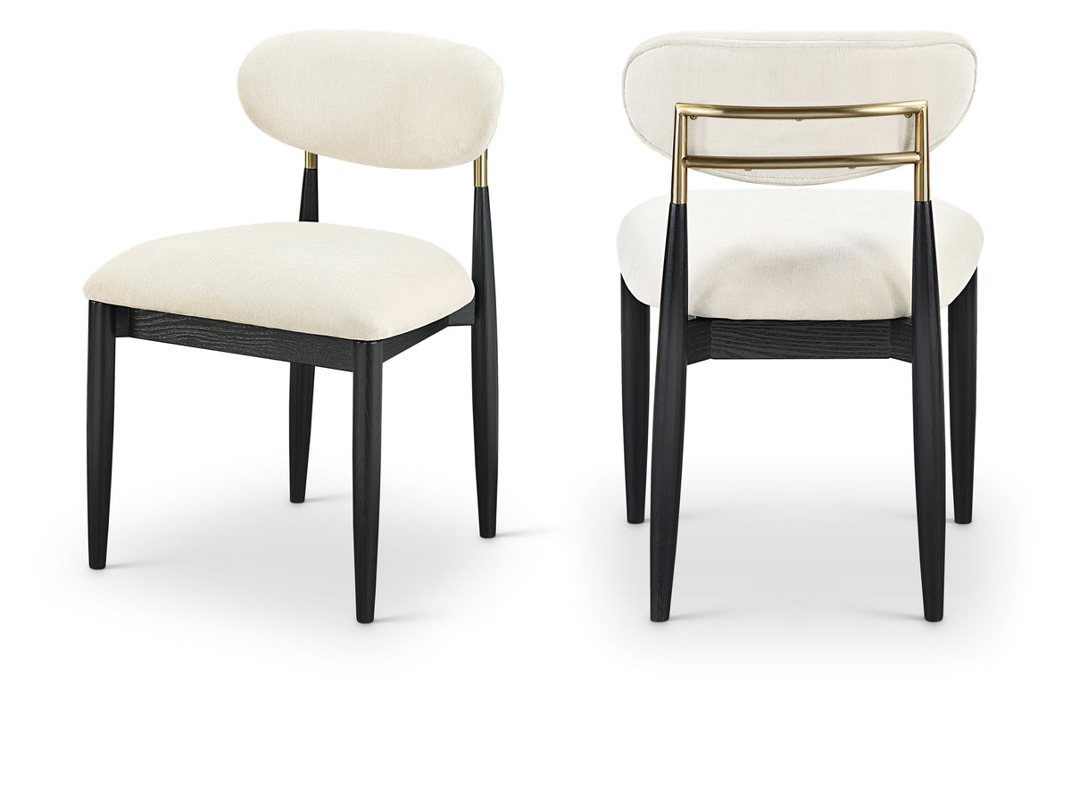 Panthere Wood and Brass Dining Chair w/Performance Fabric