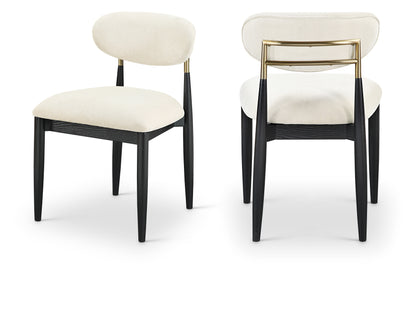 Panthere Wood and Brass Dining Chair w/Performance Fabric