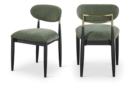 Panthere Wood and Brass Dining Chair w/Performance Fabric