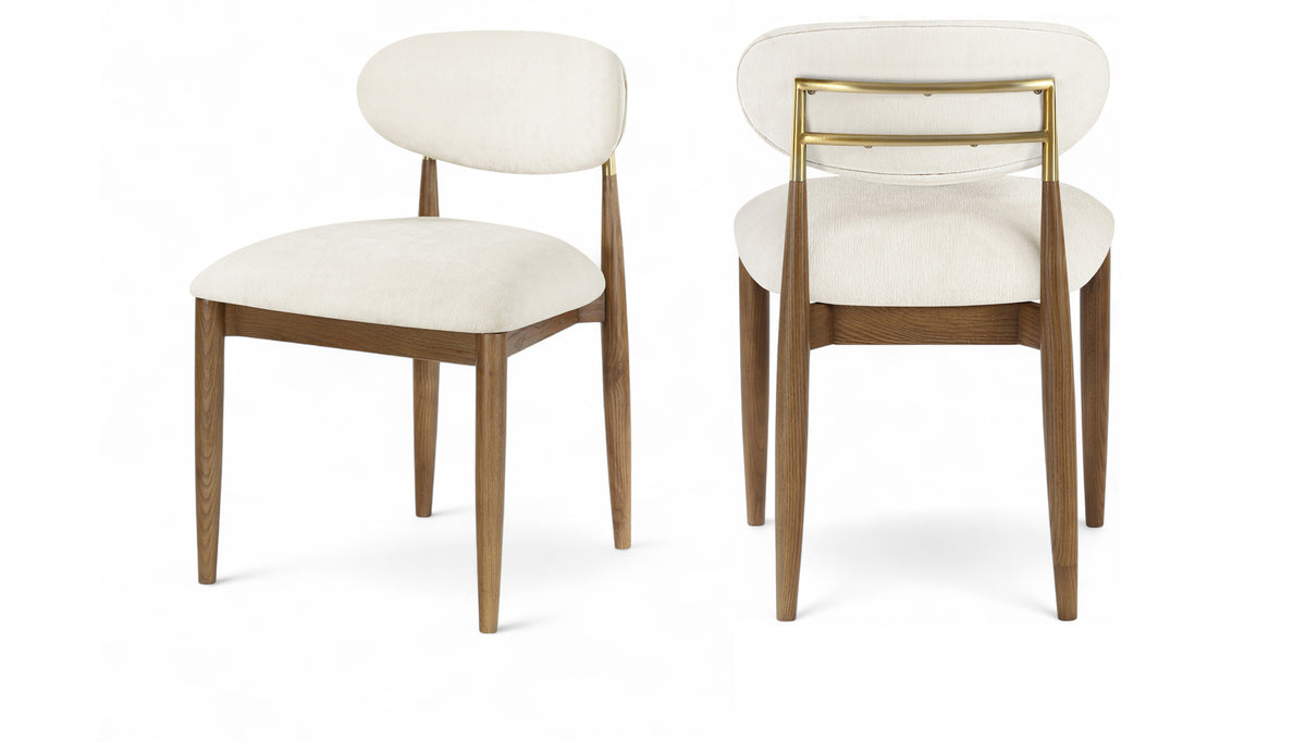 Panthere Wood and Brass Dining Chair w/Performance Fabric