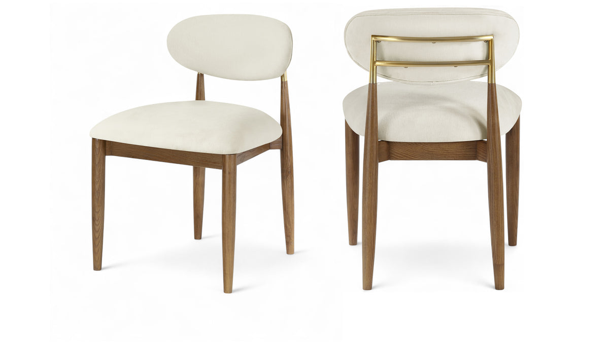 Panthere Wood and Brass Dining Chair w/Performance Fabric