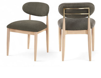 Panthere Wood and Brass Dining Chair w/Performance Fabric