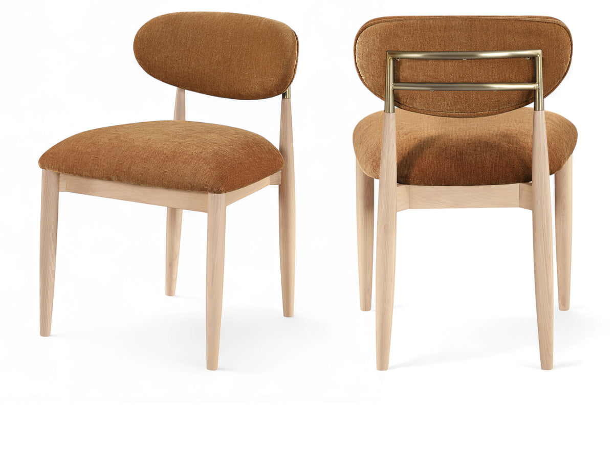Panthere Wood and Brass Dining Chair w/Performance Fabric