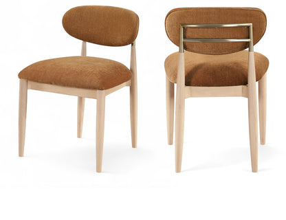 Panthere Wood and Brass Dining Chair w/Performance Fabric