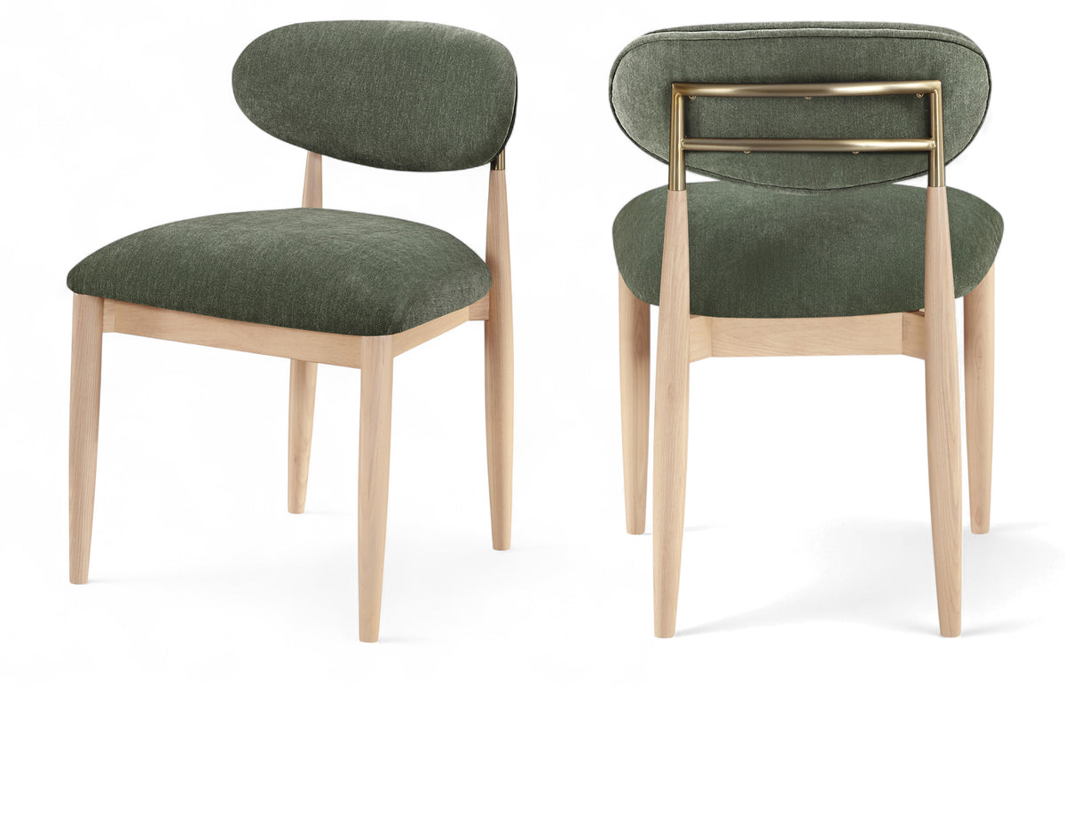 Panthere Wood and Brass Dining Chair w/Performance Fabric