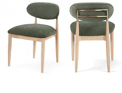 Panthere Wood and Brass Dining Chair w/Performance Fabric