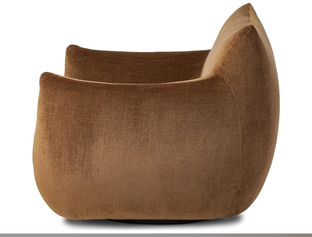 Margot poly Chenille Sienna Swivel Chair Upholstered in performance fabric
