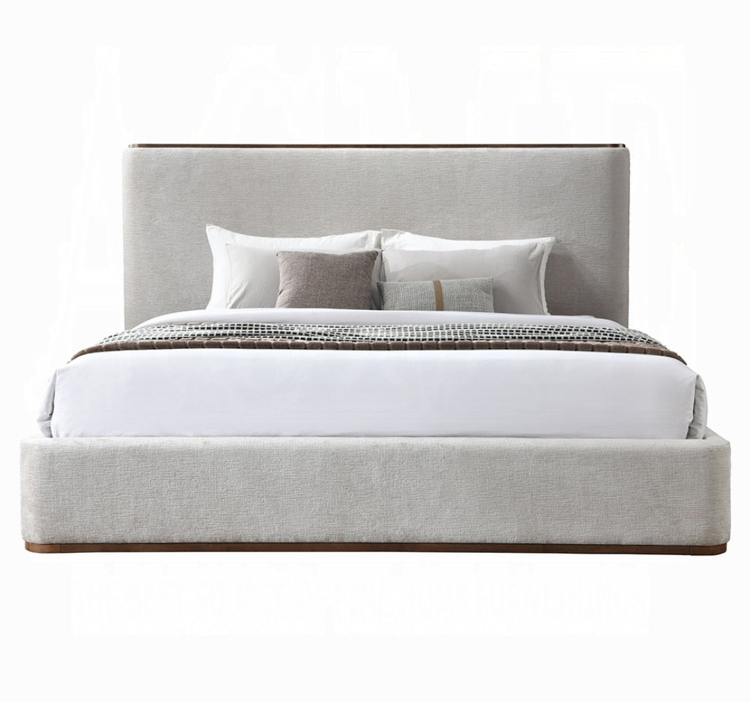 Lordes King platform bed with wood accents - no box spring needed