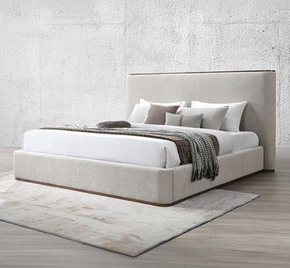 Lordes King platform bed with wood accents - no box spring needed