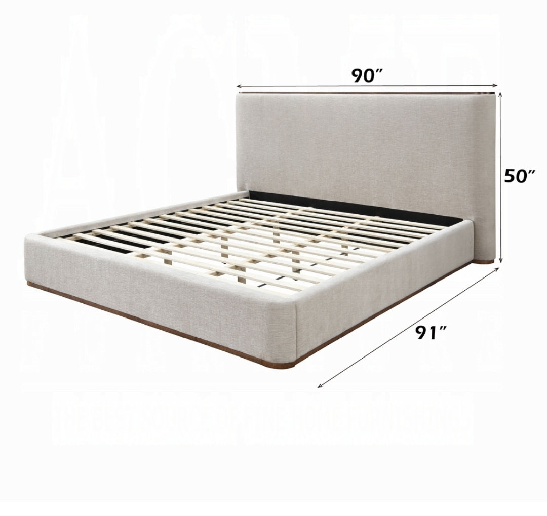 Lordes King platform bed with wood accents - no box spring needed
