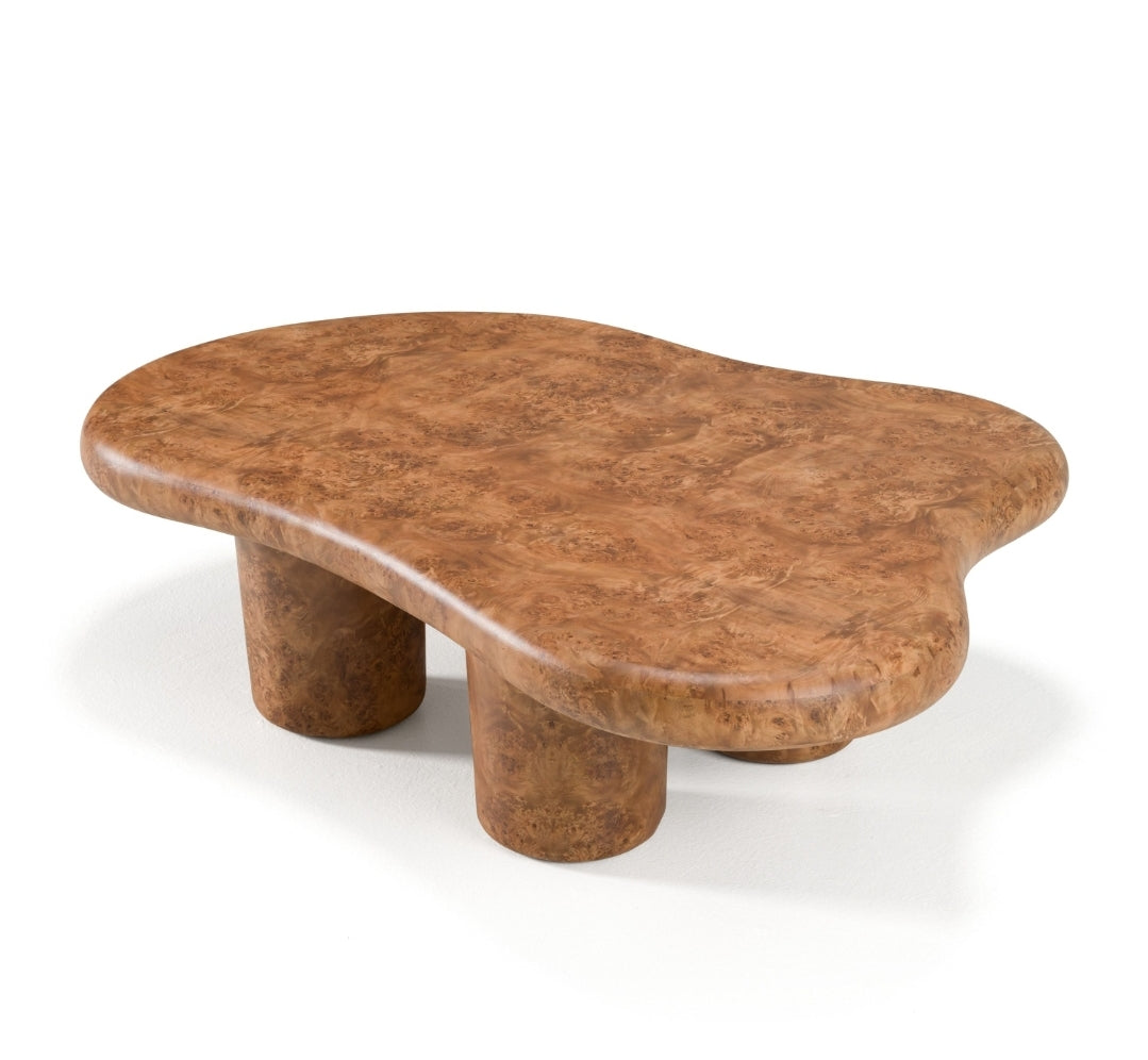 Modern 48" Irregular Shape Burl Coffee Table