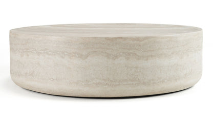 Modern 44" Faux Travertine Round Coffee Table