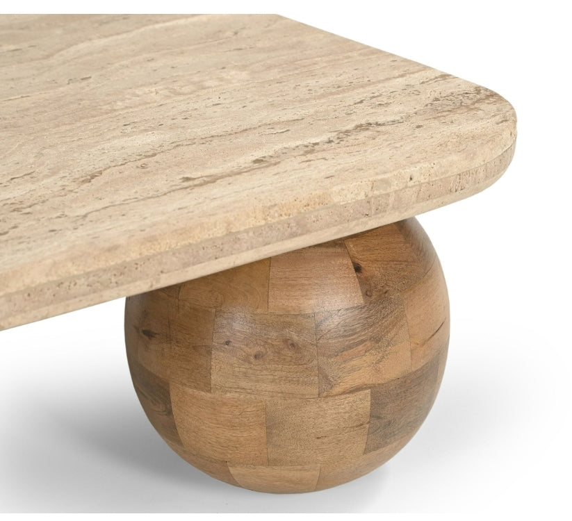 Sphere Travertine Slab Coffee Table