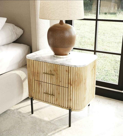 2 Drawer Nightstand with Marble