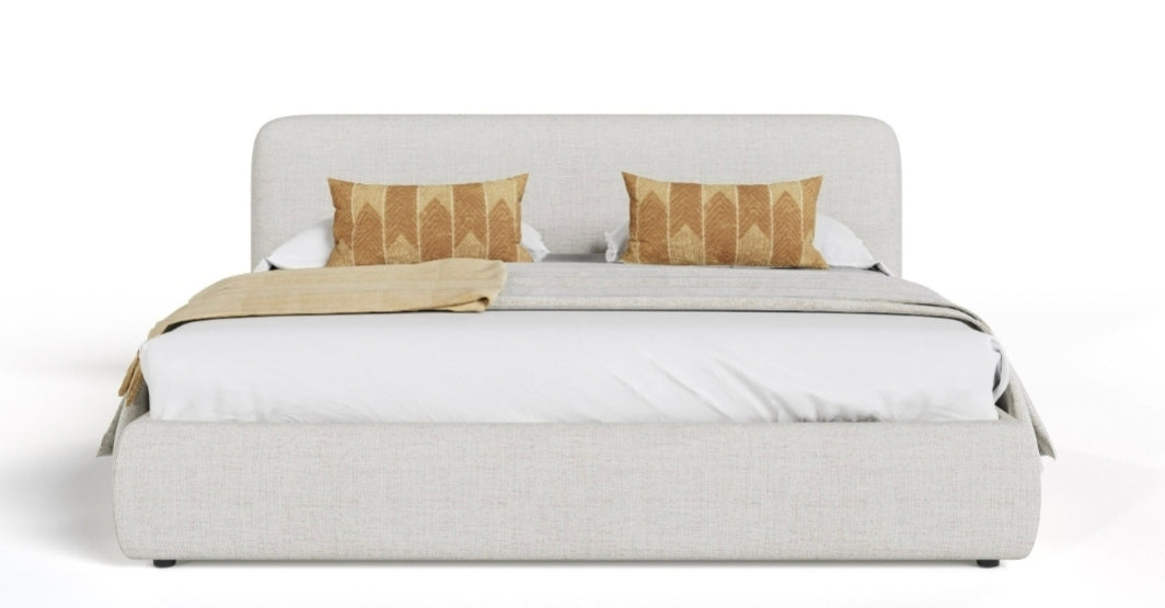 Lourdes cloud style Ivory Fabric performance Upholstered Bed